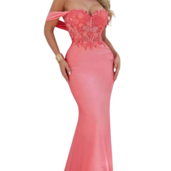 NWT Terani Couture 241P2250 Jersey Prom Dress Coral Size 6 - Picture 1 of 7